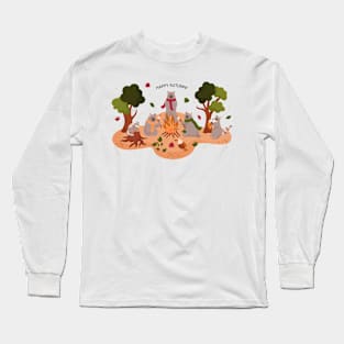 Happy Animals Autumn Band Long Sleeve T-Shirt